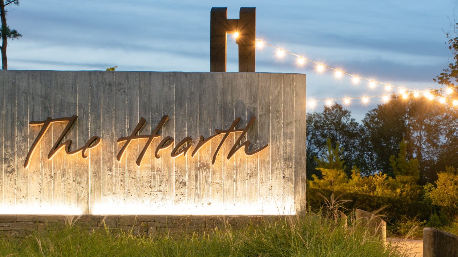 Entrance sign for a master planned residential community in the Houston area.