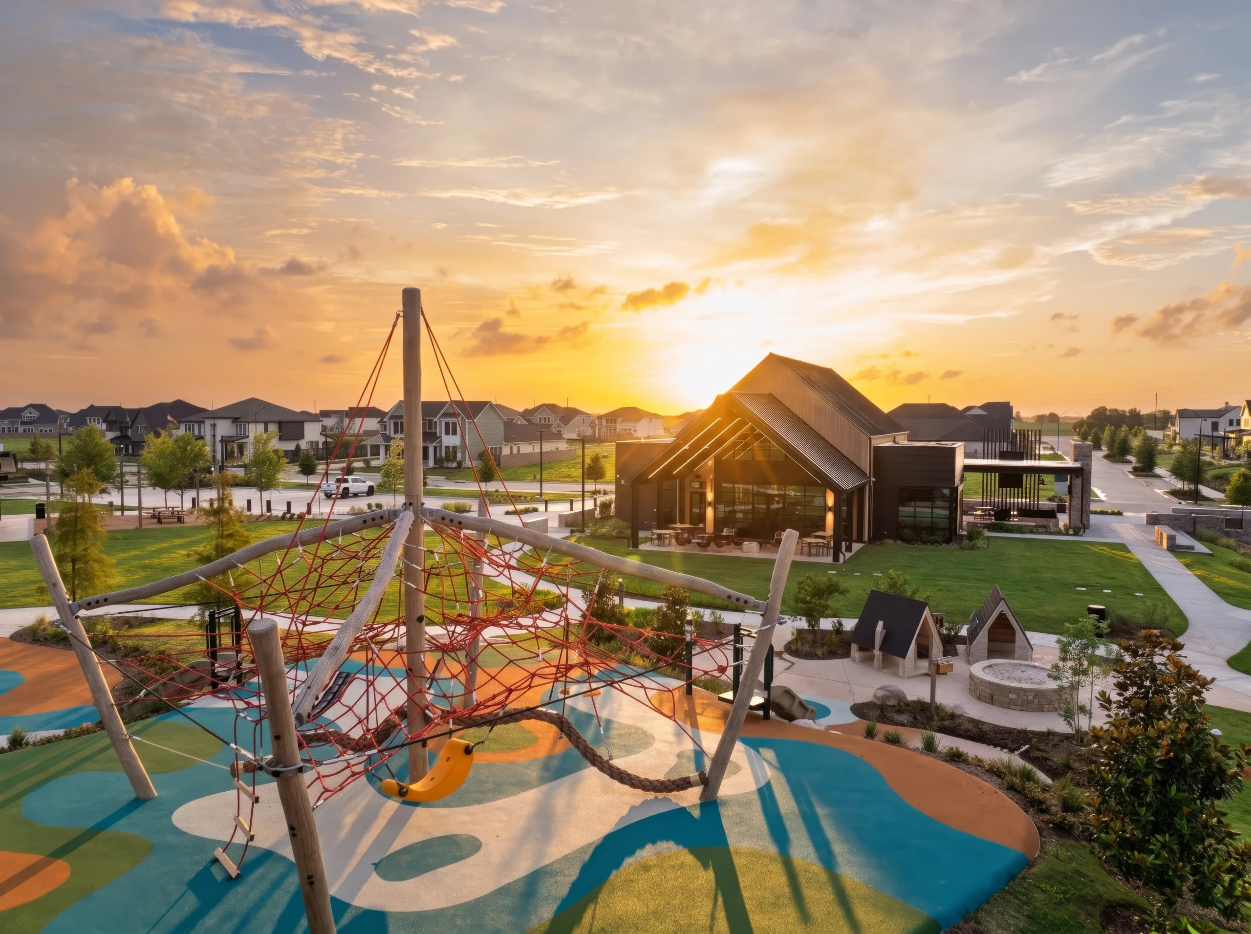 Aerial view of Austin Goodnight Ranch neighborhood