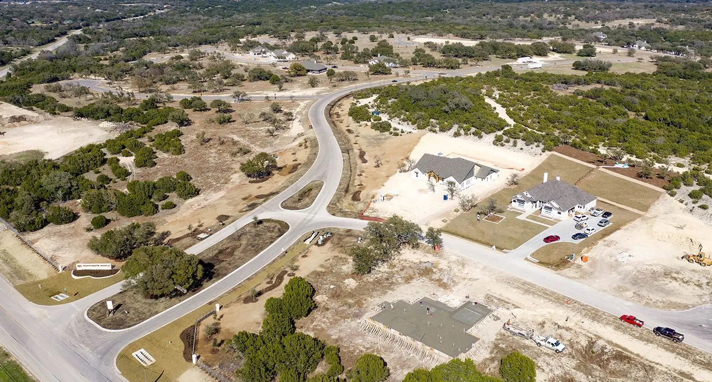 Aerial view of Austin Goodnight Ranch neighborhood